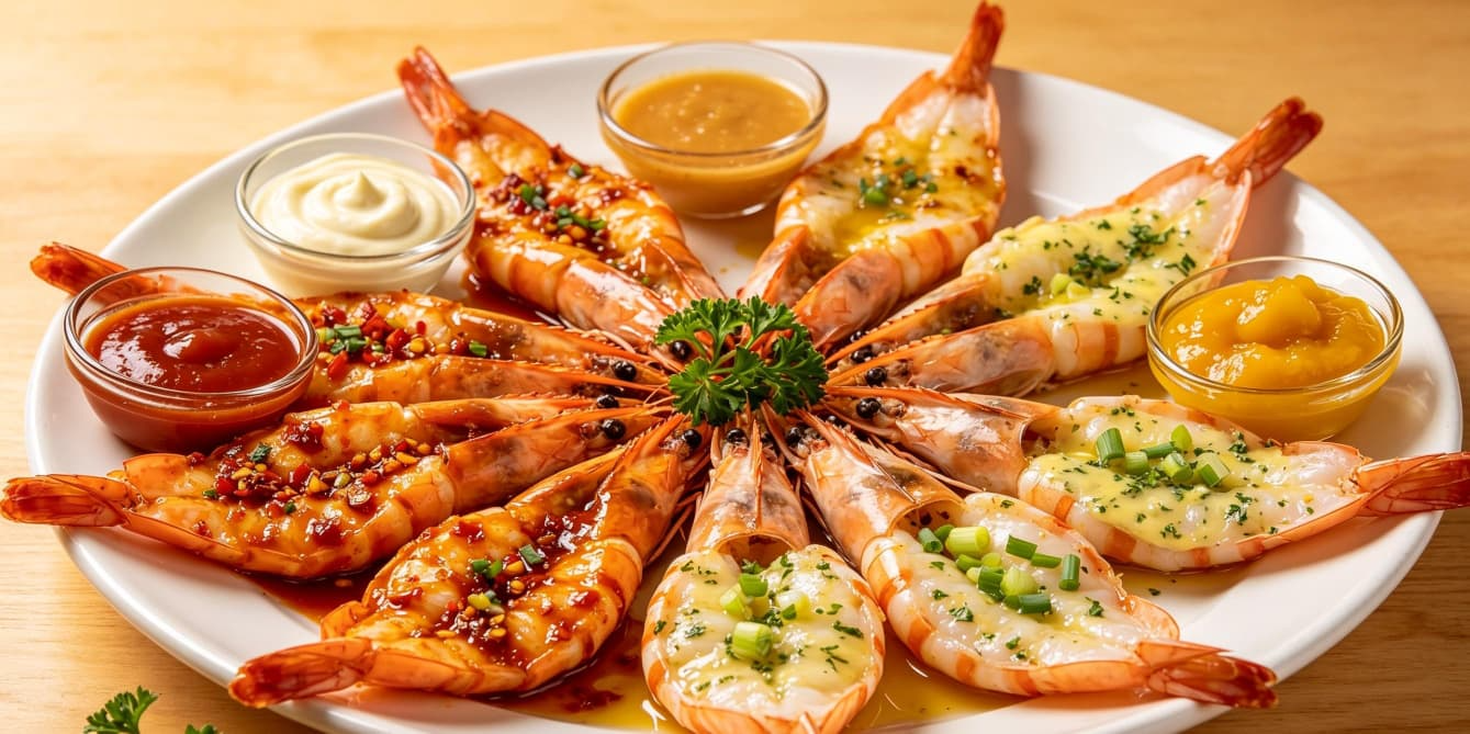 Grilled prawn platter